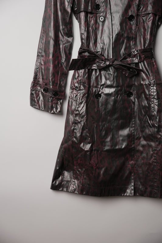 Dolce & Gabbana Silk Leopard Print Vinyl Rain Trench Coat BNWT