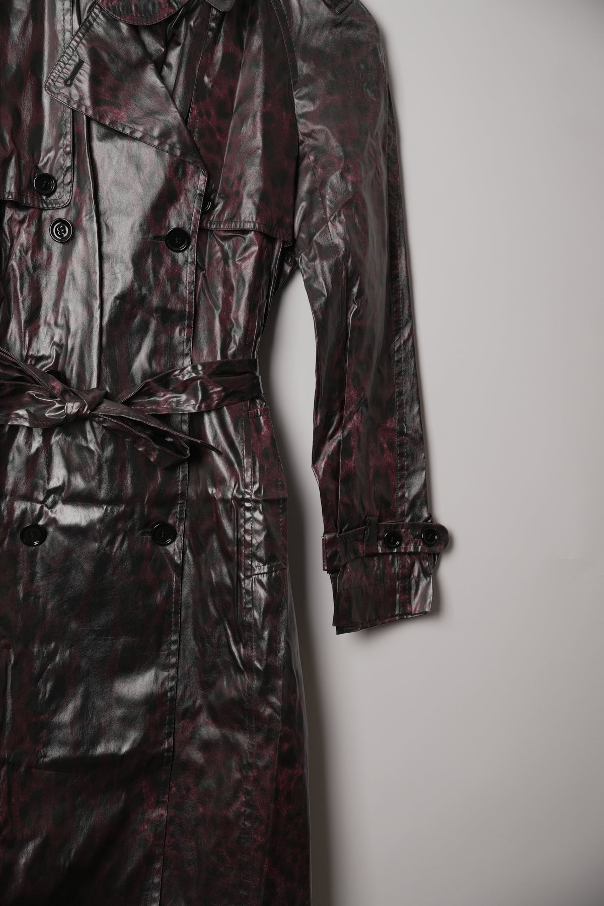 Dolce & Gabbana Silk Leopard Print Vinyl Rain Trench Coat BNWT