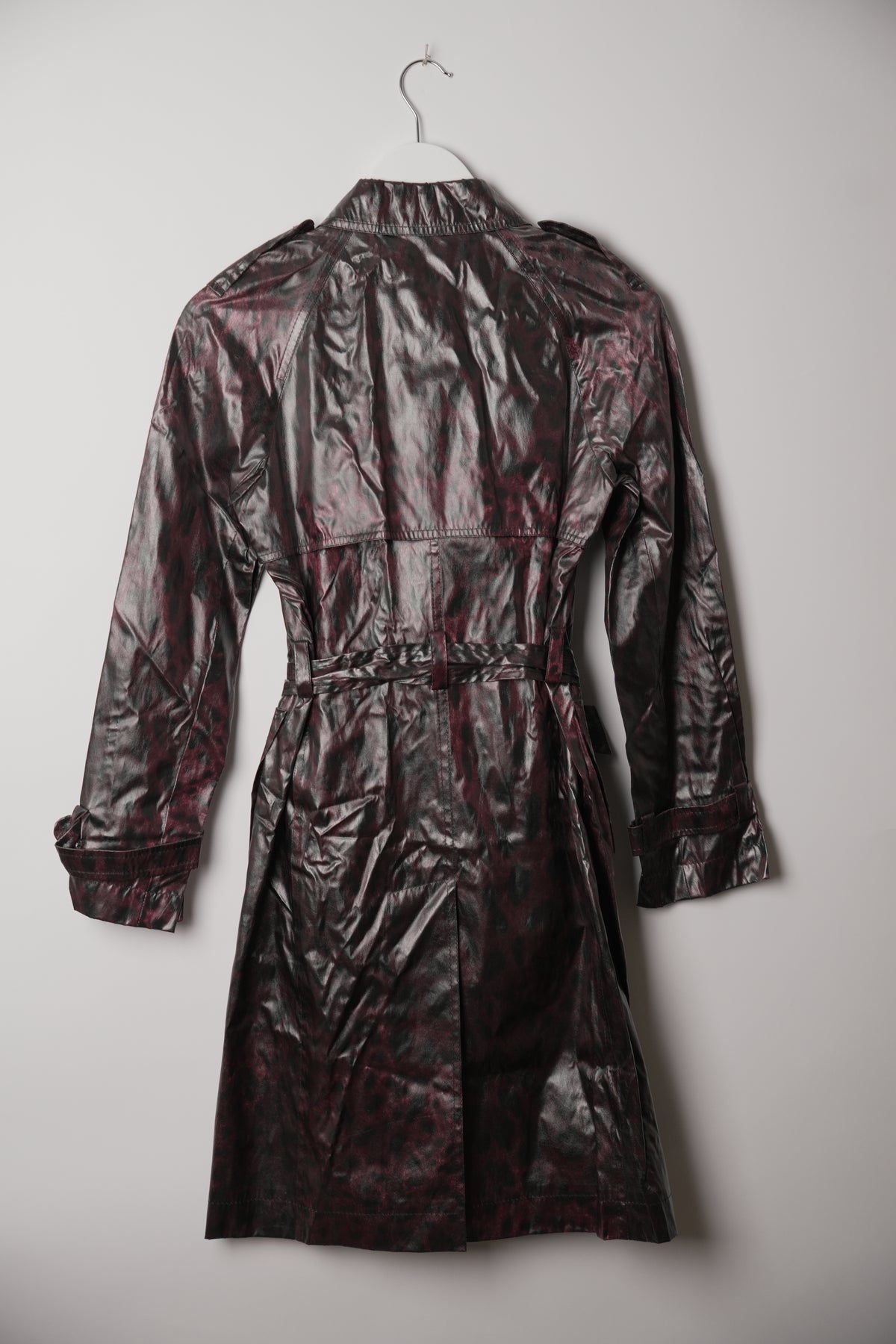 Dolce & Gabbana Silk Leopard Print Vinyl Rain Trench Coat BNWT