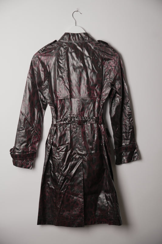 Dolce & Gabbana Silk Leopard Print Vinyl Rain Trench Coat BNWT