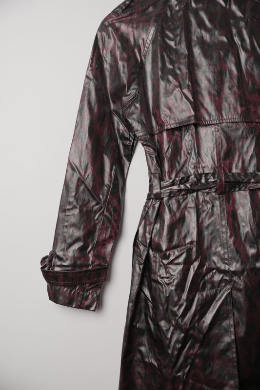 Dolce & Gabbana Silk Leopard Print Vinyl Rain Trench Coat BNWT