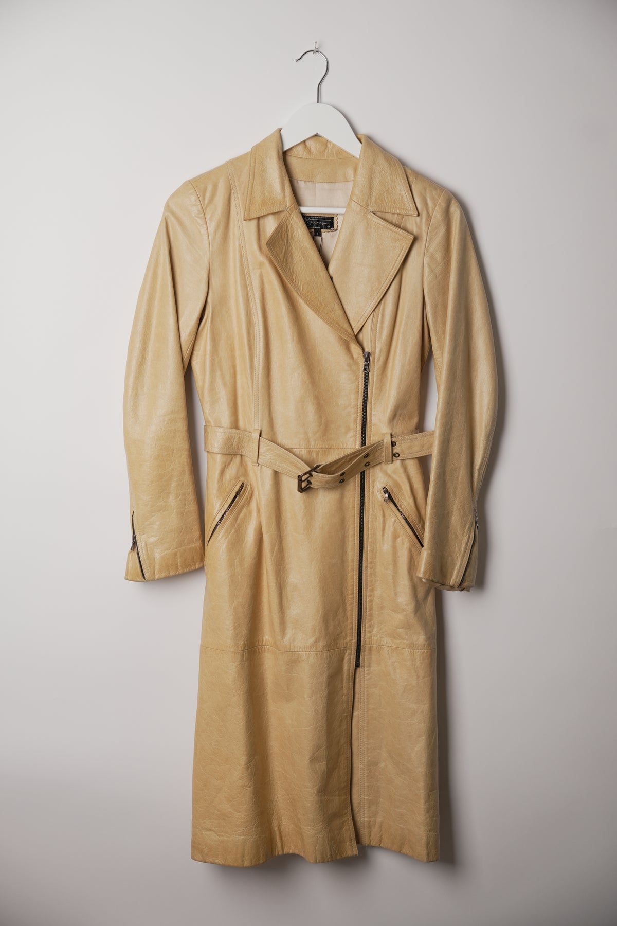 Vintage Yellow Shoulder Pad Motorcycle Leather Coat