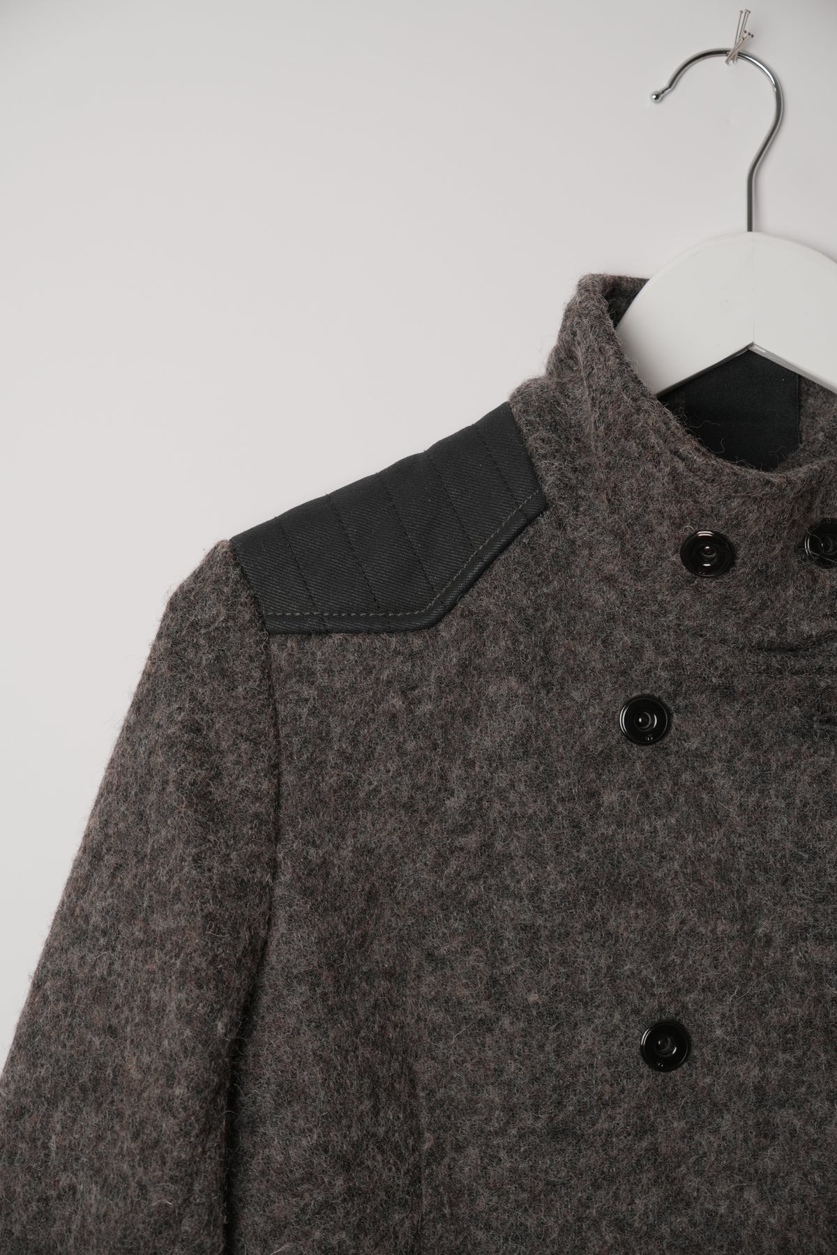 G Star Raw Grey Wool Mock Neck Double Breasted Military Jacket