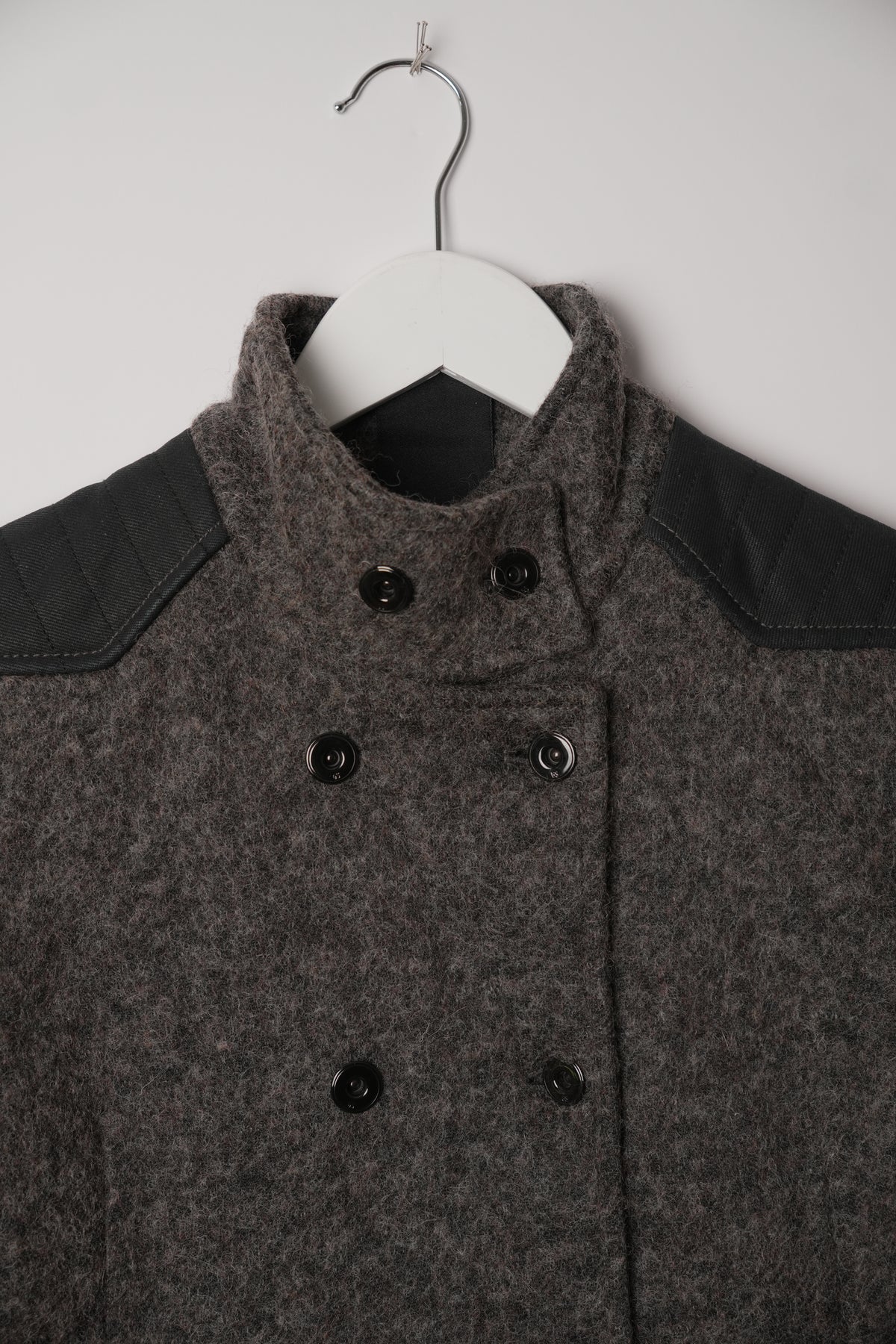 G Star Raw Grey Wool Mock Neck Double Breasted Military Jacket
