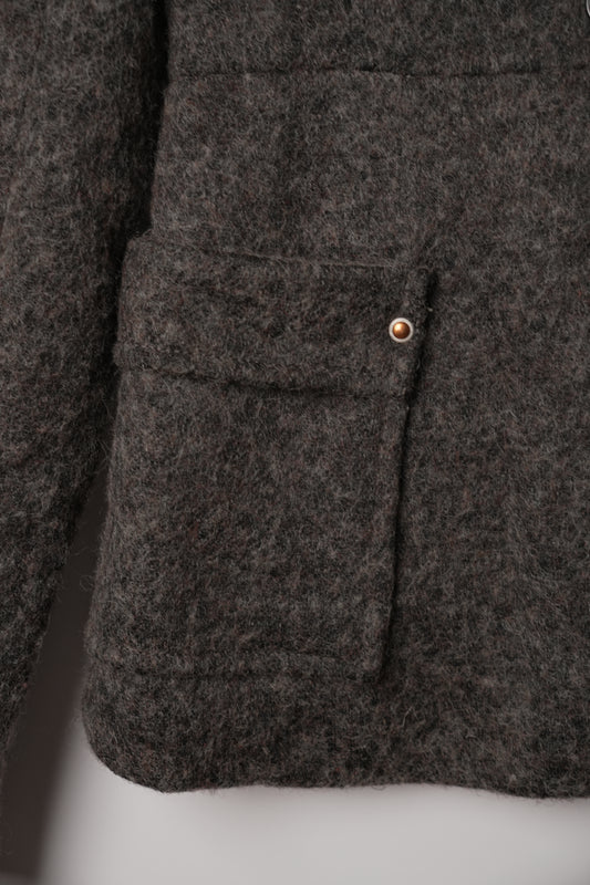 G Star Raw Grey Wool Mock Neck Double Breasted Military Jacket
