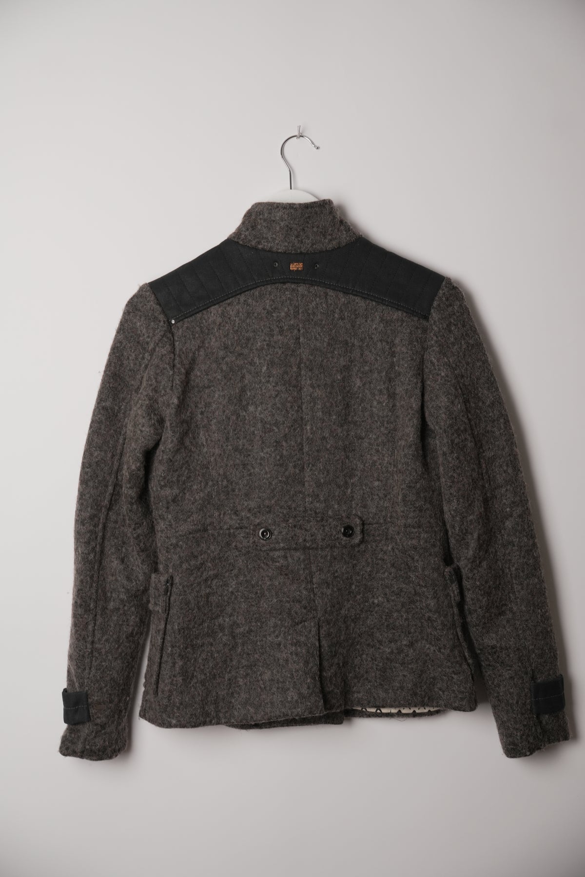 G Star Raw Grey Wool Mock Neck Double Breasted Military Jacket