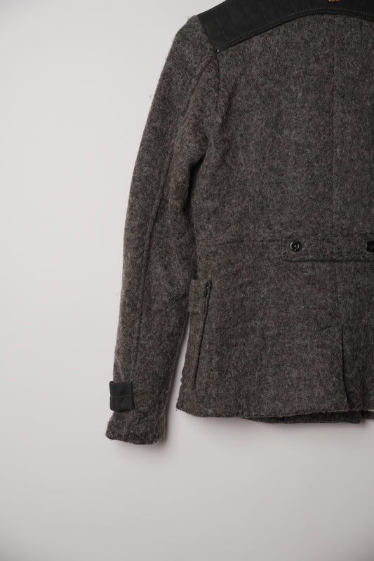 G Star Raw Grey Wool Mock Neck Double Breasted Military Jacket