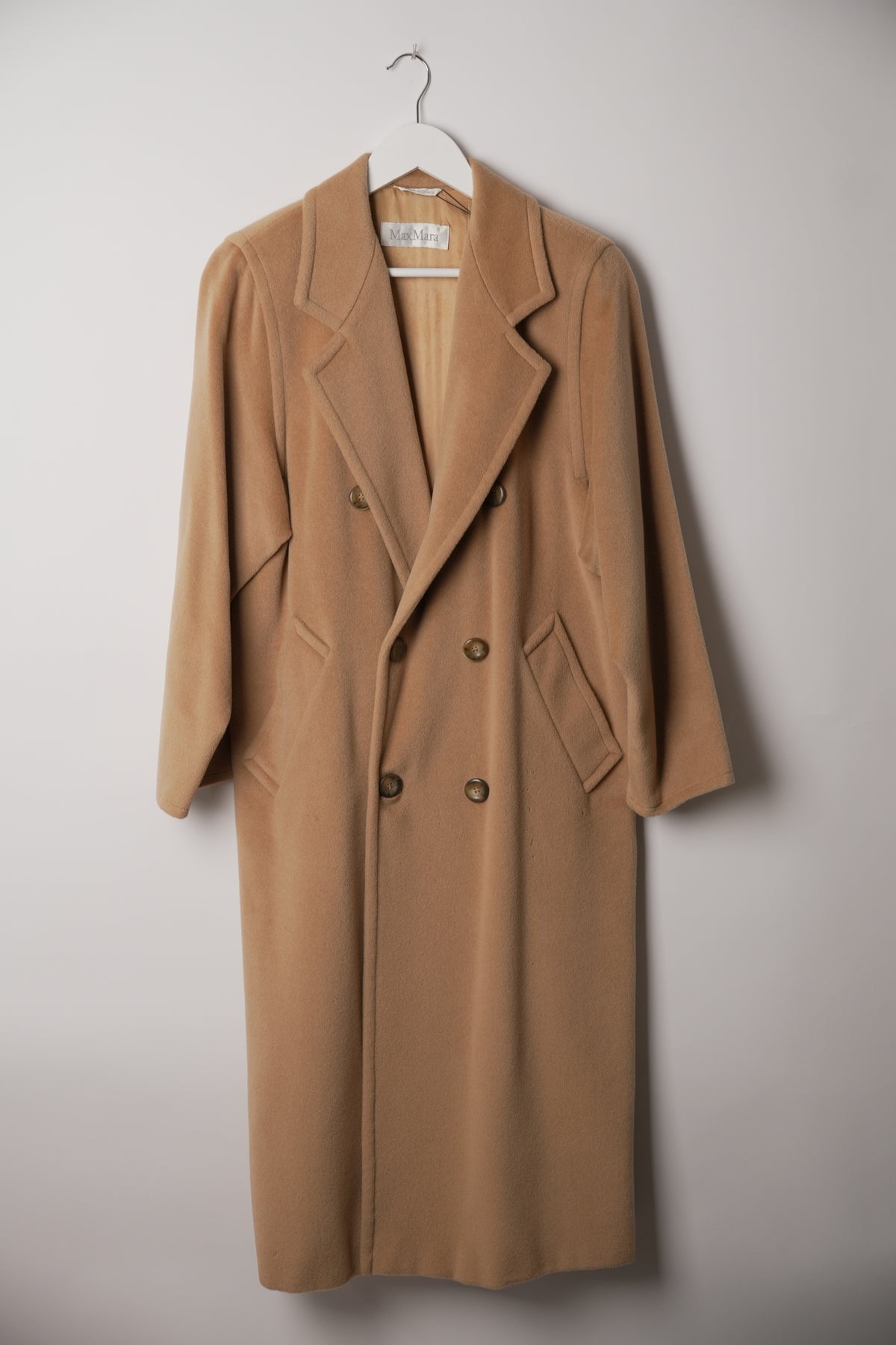 Max Mara Beige Short Fur Double Breasted Coat