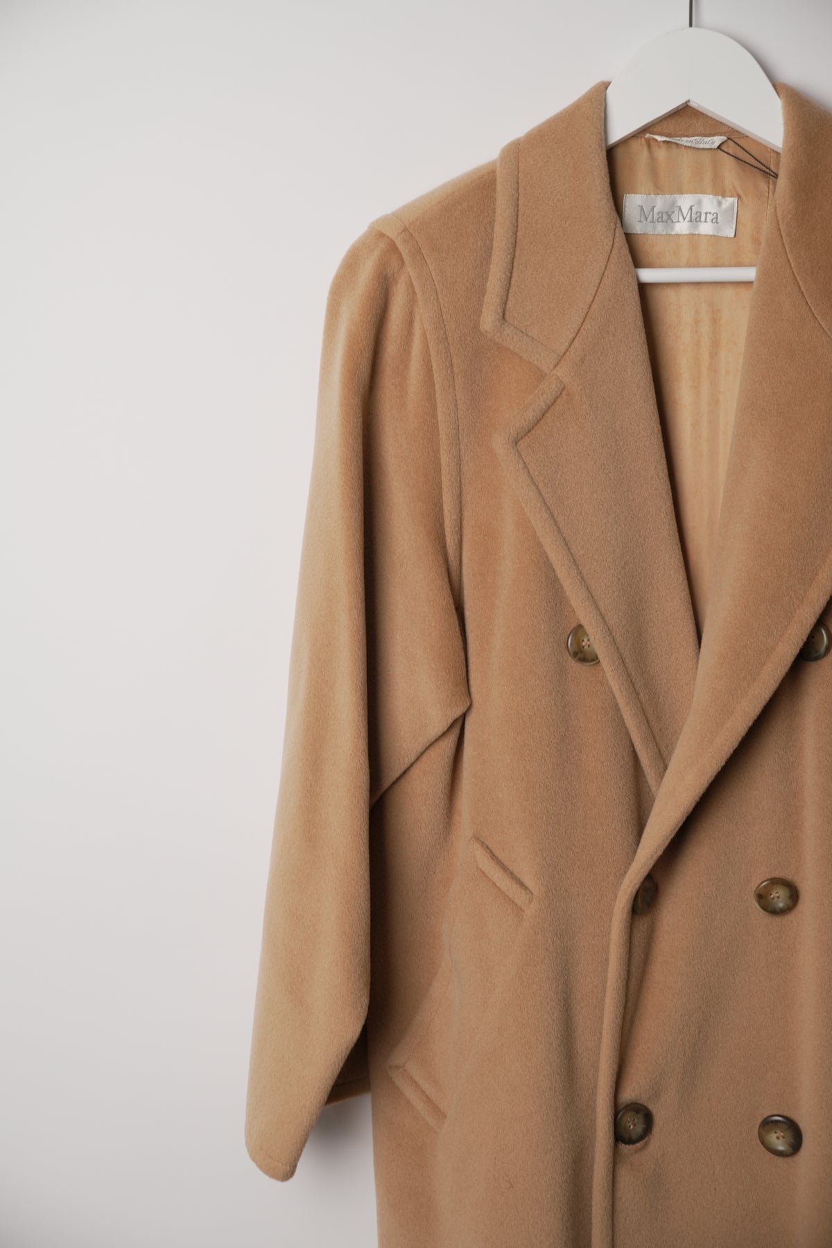 Max Mara Beige Short Fur Double Breasted Coat
