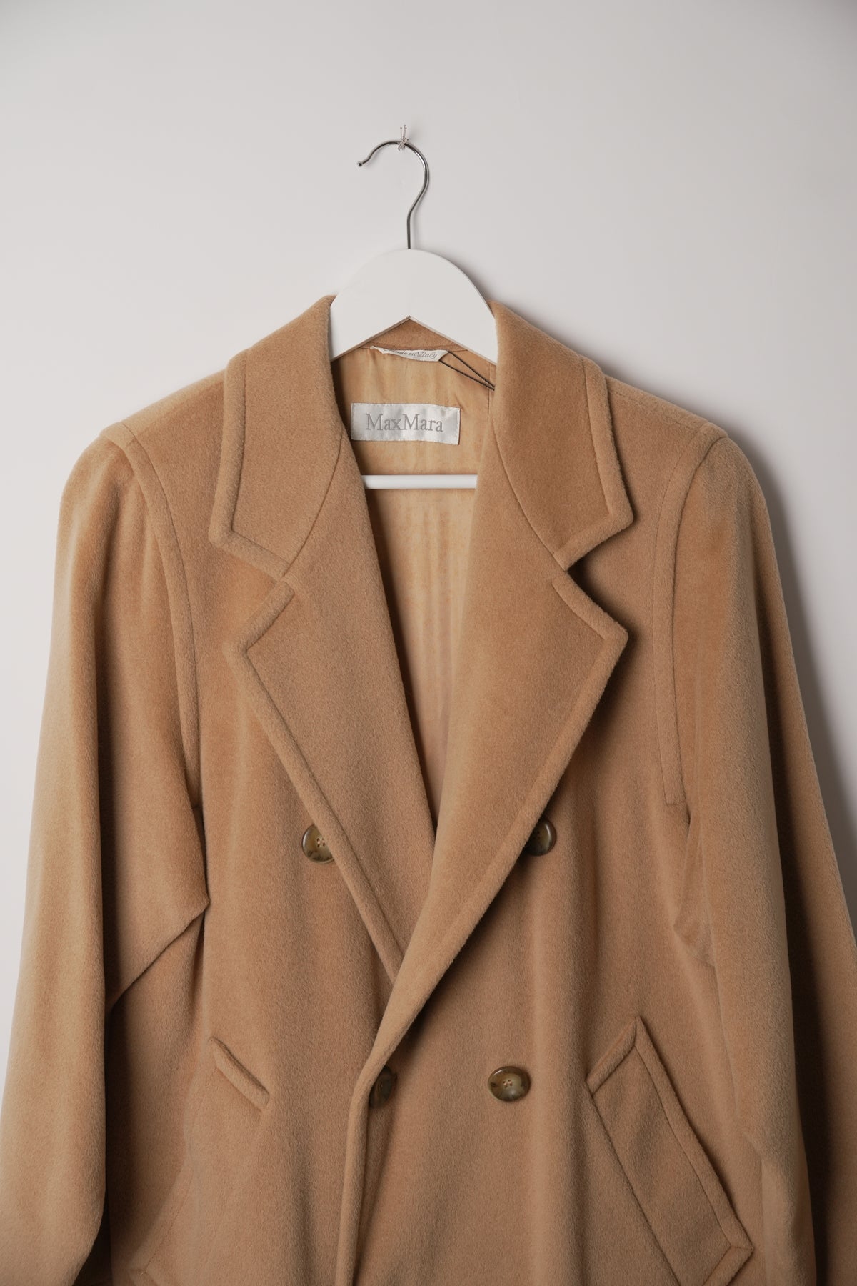 Max Mara Beige Short Fur Double Breasted Coat