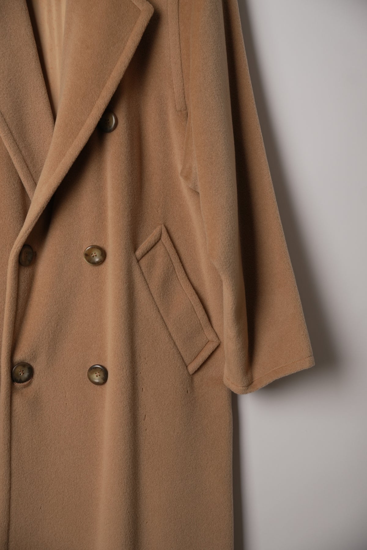 Max Mara Beige Short Fur Double Breasted Coat