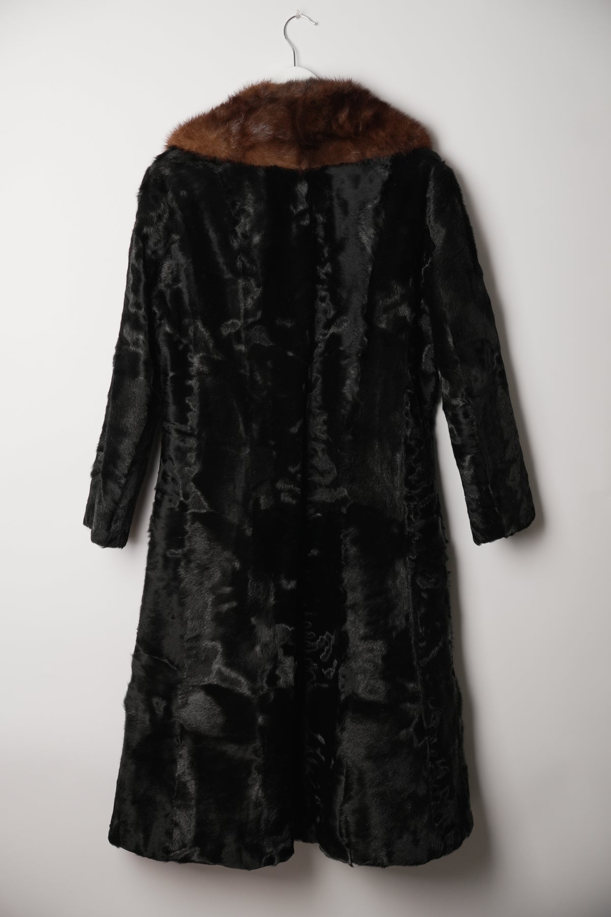 Vintage Brown Black Fade Fur Coat with Fur Large Lapel
