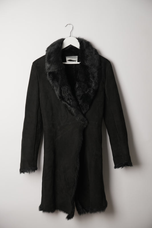 Yves Saint Laurent Shearling Fur Suede Coat