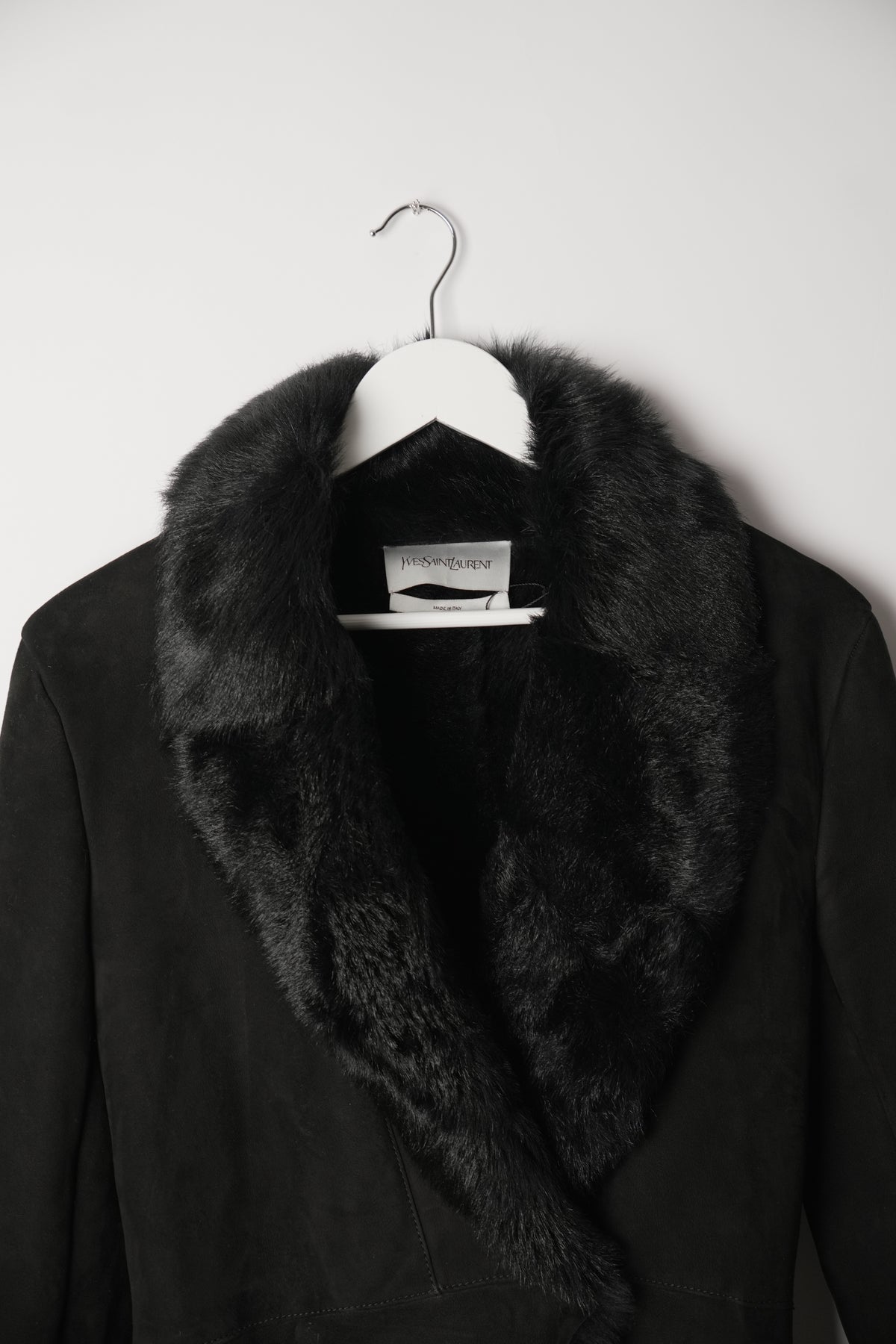 Yves Saint Laurent Shearling Fur Suede Coat