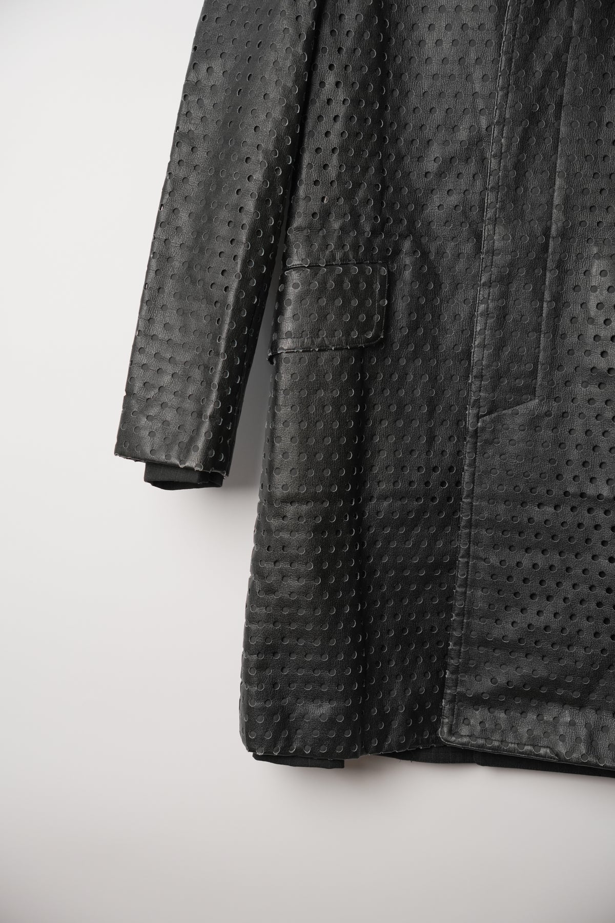 Comme Des Garcons Perforated Leather Back Zip Double Layered Blazer Coat AD2000