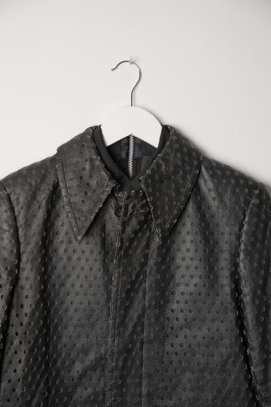 Comme Des Garcons Perforated Faux Leather Back Zip Double Layered Blazer Coat AD2000