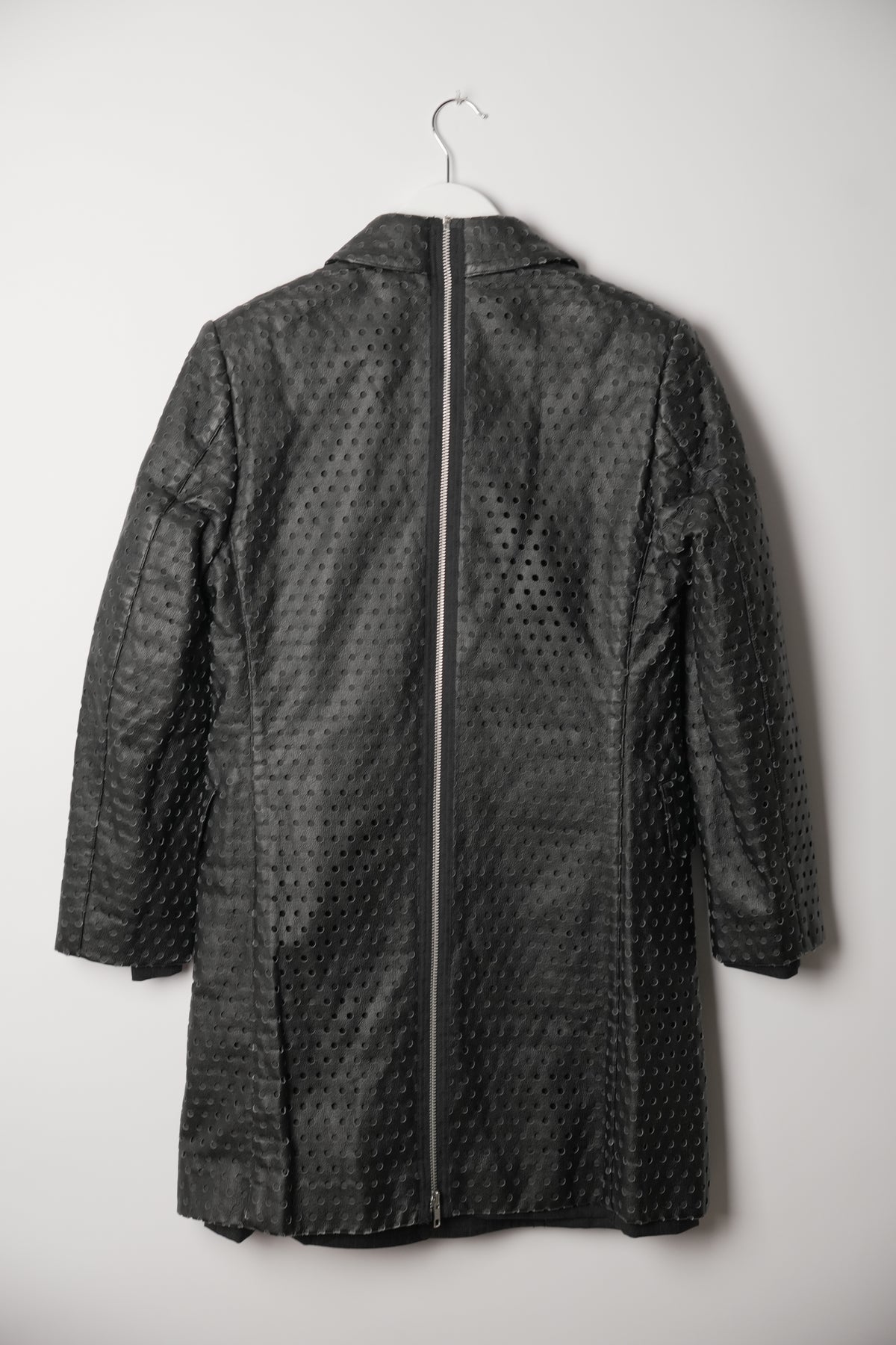 Comme Des Garcons Perforated Leather Back Zip Double Layered Blazer Coat AD2000