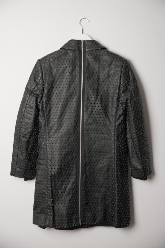 Comme Des Garcons Perforated Faux Leather Back Zip Double Layered Blazer Coat AD2000