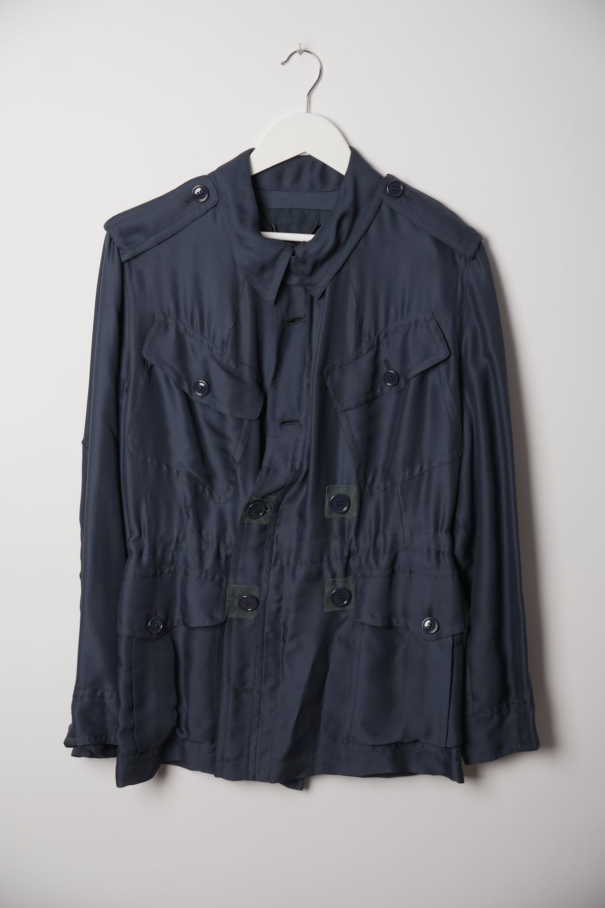 Yves Saint Laurent 2009 Navy Silk Safari Jacket