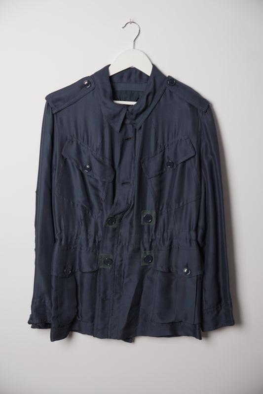 Yves Saint Laurent 2009 Navy Silk Safari Jacket