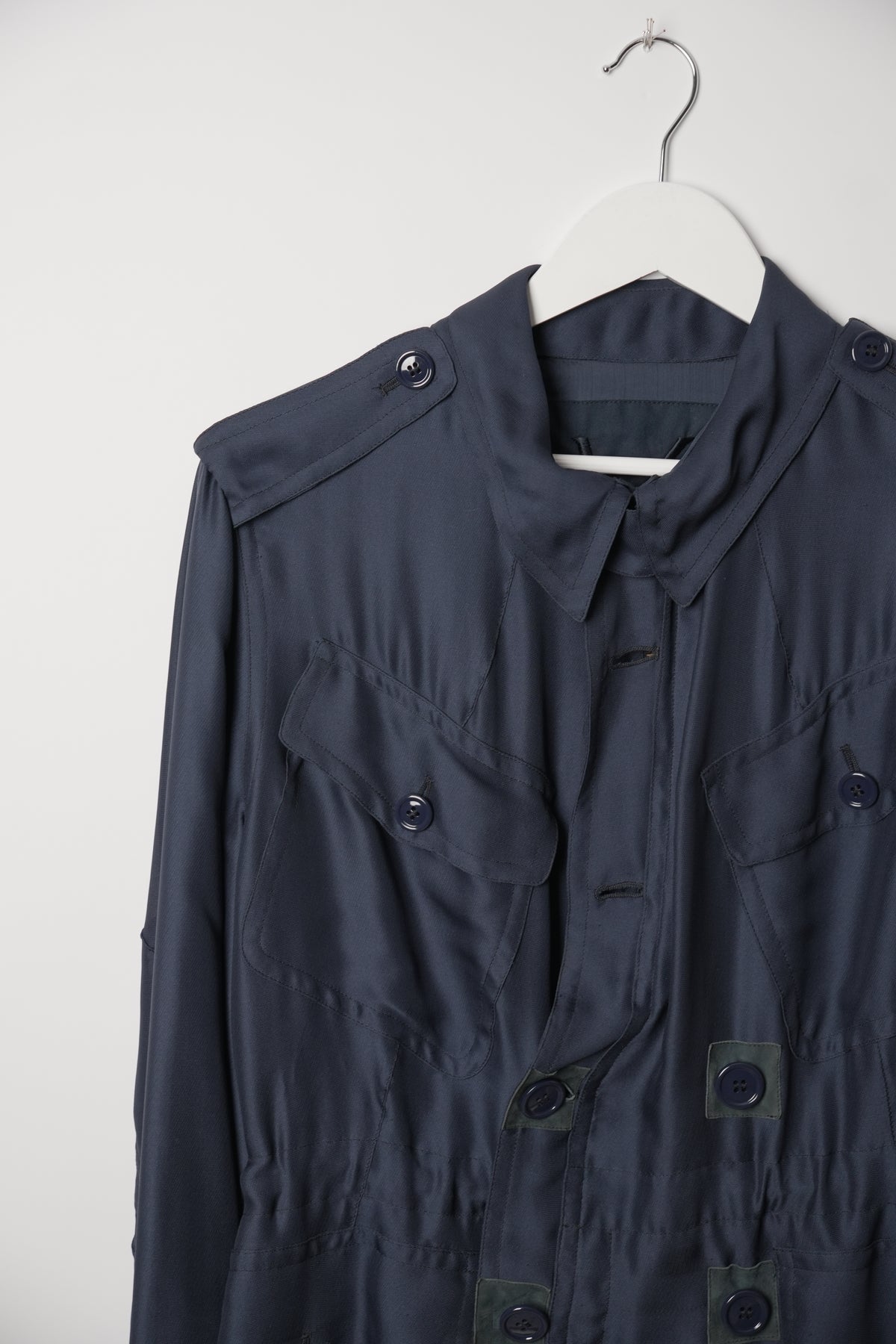 Yves Saint Laurent 2009 Navy Silk Safari Jacket