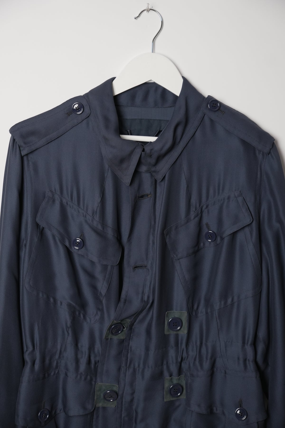 Yves Saint Laurent 2009 Navy Silk Safari Jacket