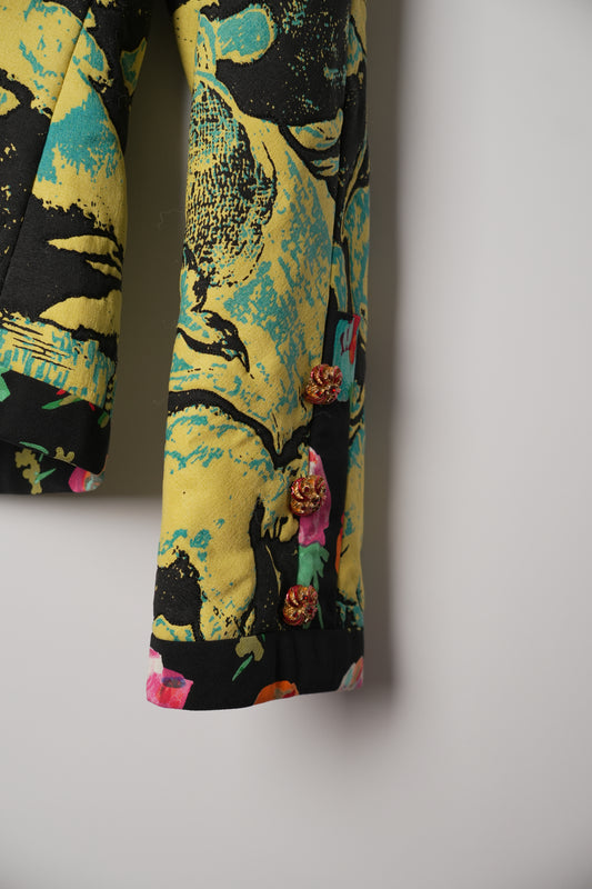 Emanuel Ungaro Printed Graphic Women Floral Trim Blazer
