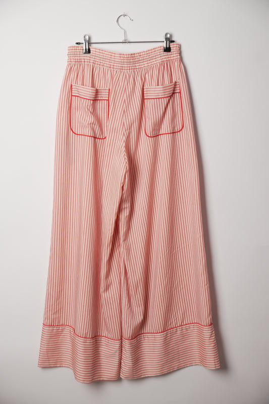Sacai Stripe Elastic Waist Wide Leg Pants
