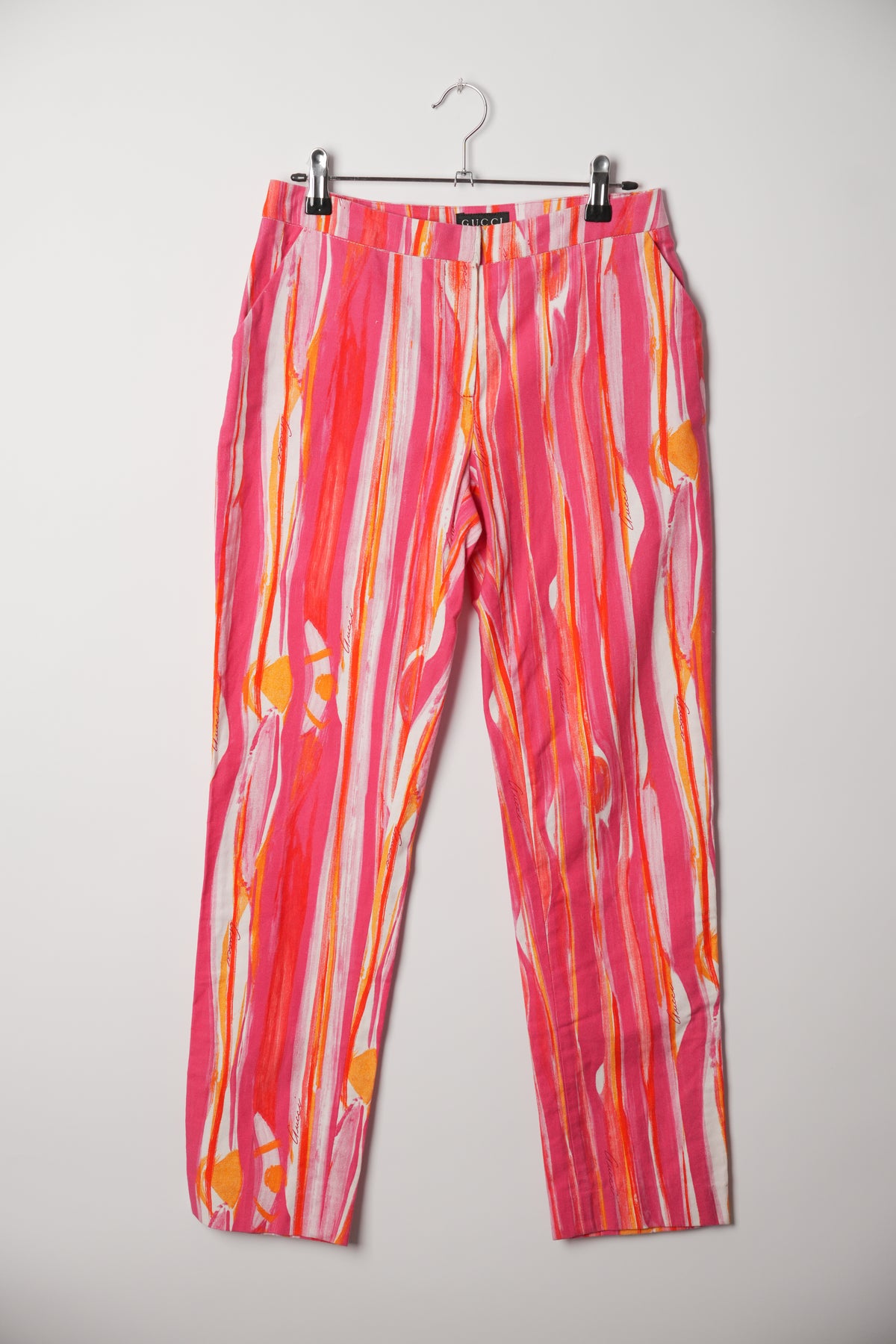 Gucci Pink Orange Watercolour Stroke Capri Pants