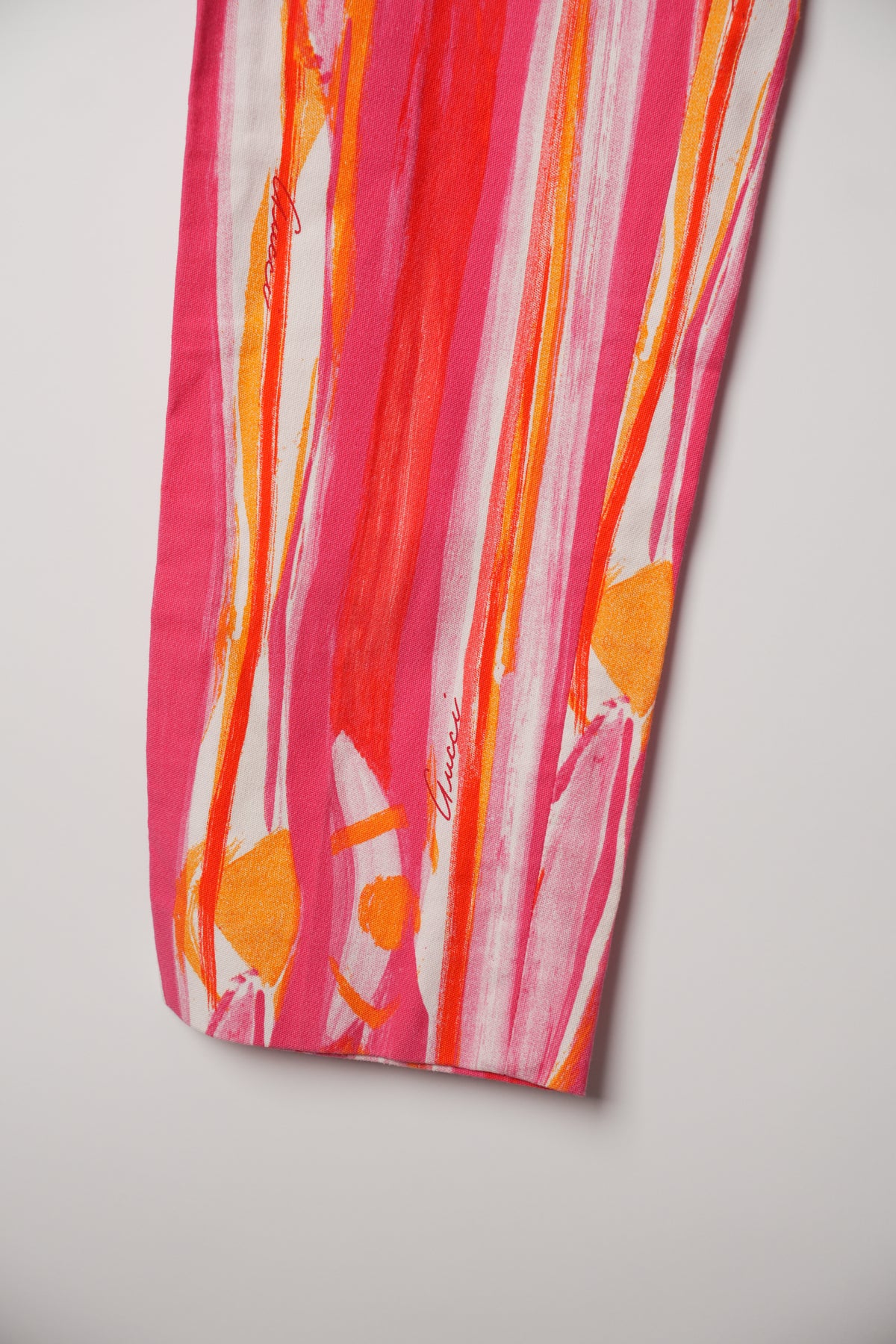 Gucci Pink Orange Watercolour Stroke Capri Pants