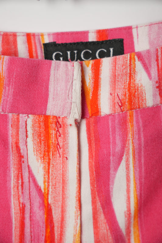 Gucci Pink Orange Watercolour Stroke Capri Pants