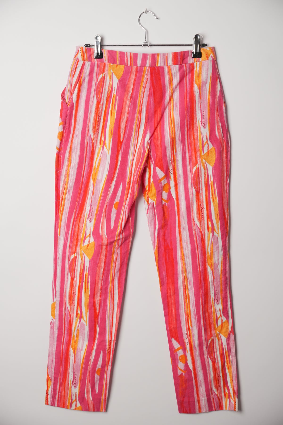 Gucci Pink Orange Watercolour Stroke Capri Pants
