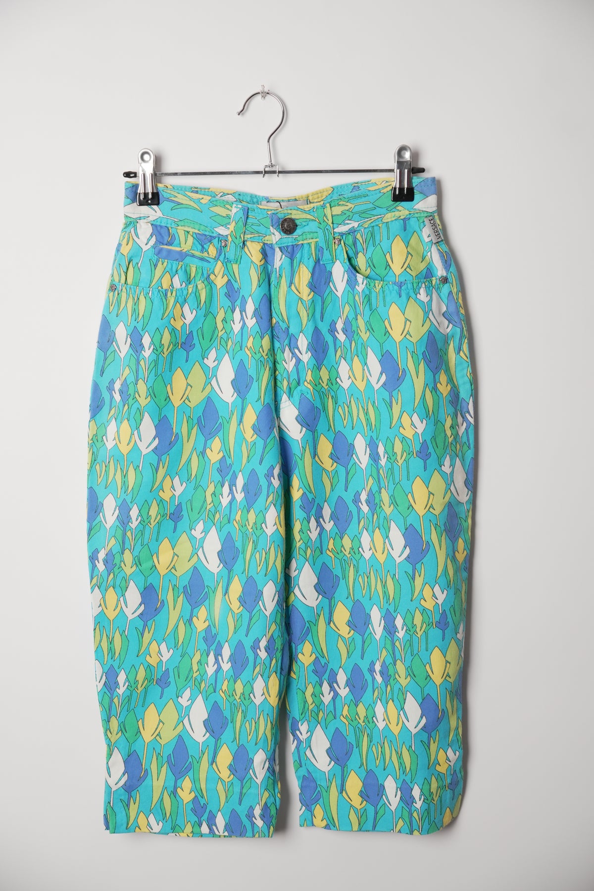 Versace Jeans Couture Blue Tree Sketch Half Denim Jean Pants