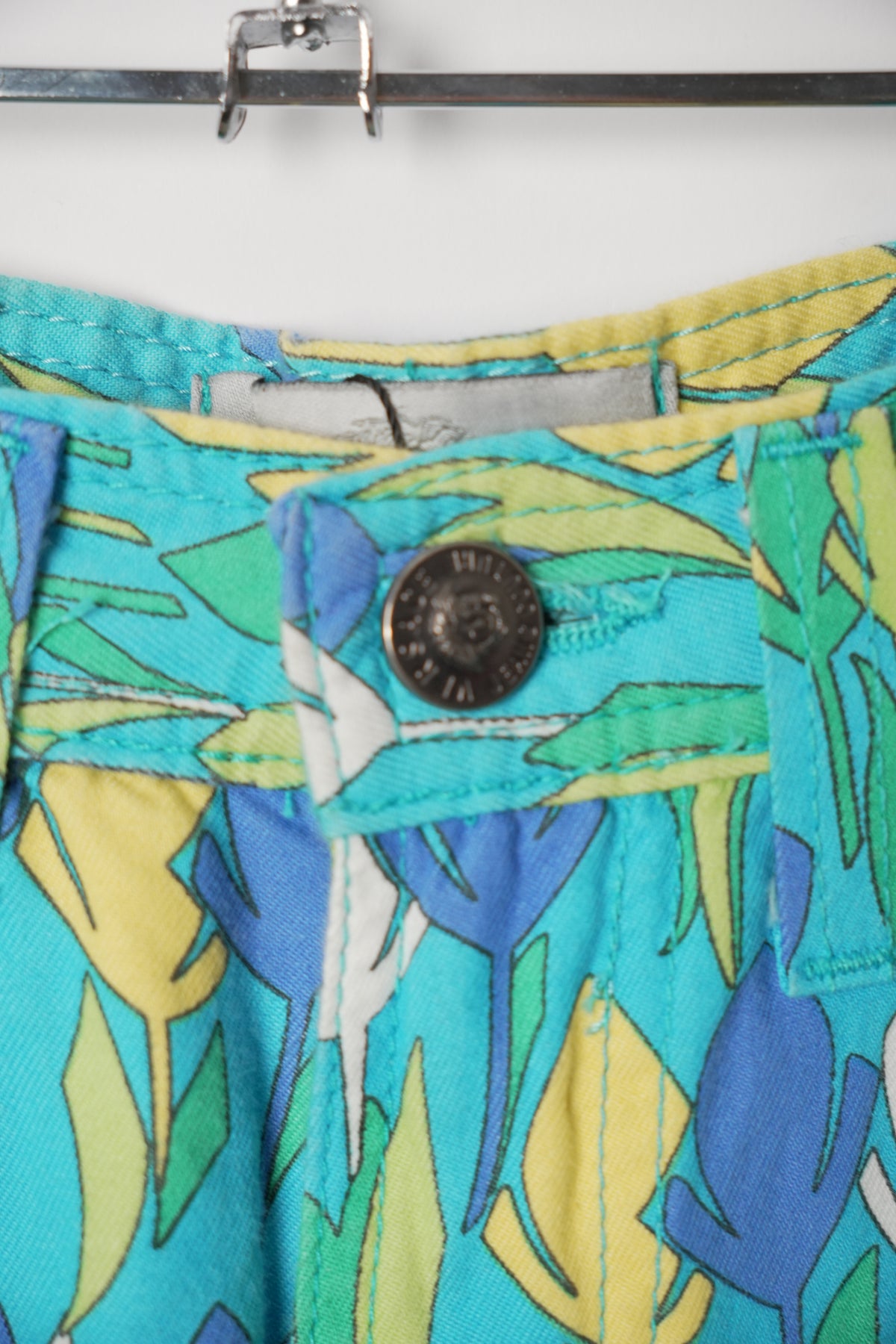 Versace Jeans Couture Blue Tree Sketch Half Denim Jean Pants