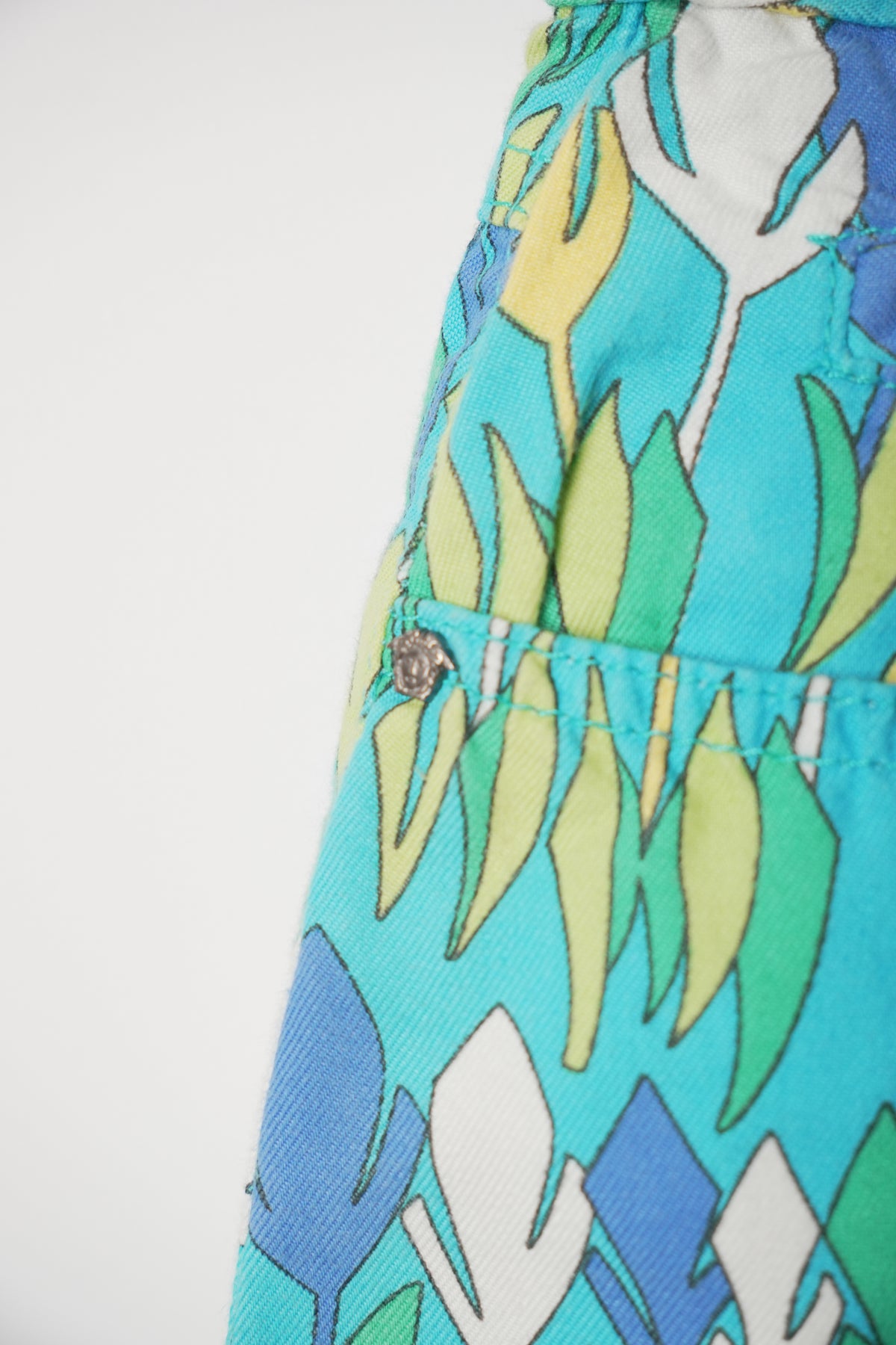 Versace Jeans Couture Blue Tree Sketch Half Denim Jean Pants