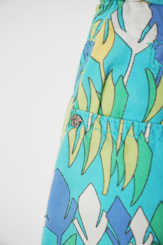 Versace Jeans Couture Blue Tree Sketch Half Denim Jean Pants