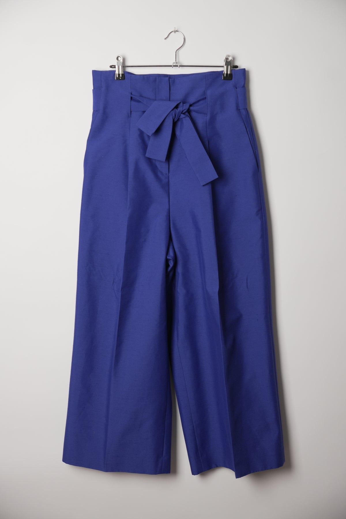 Lanvin Blue Centre Pleat Wide Leg Paperbag Pants