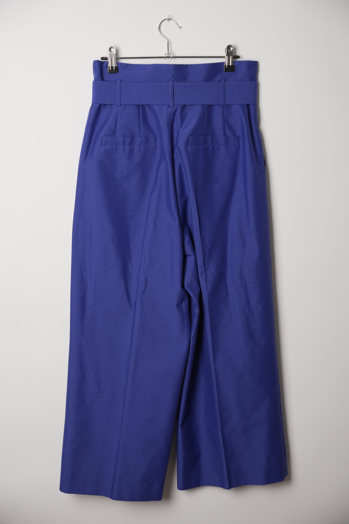 Lanvin Blue Centre Pleat Wide Leg Paperbag Pants