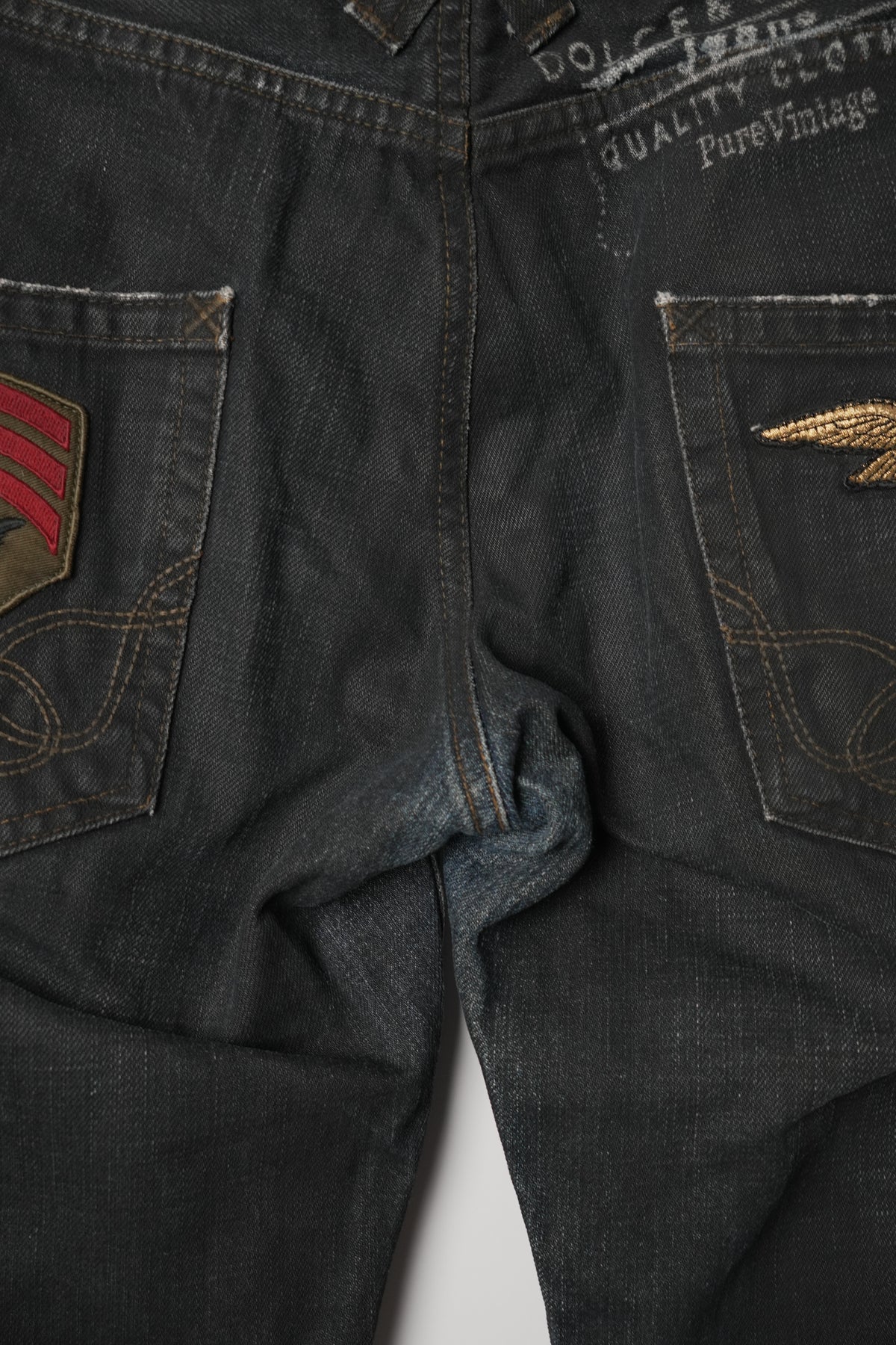 Dolce & Gabbana Logo Side Denim Jeans w Back Patches