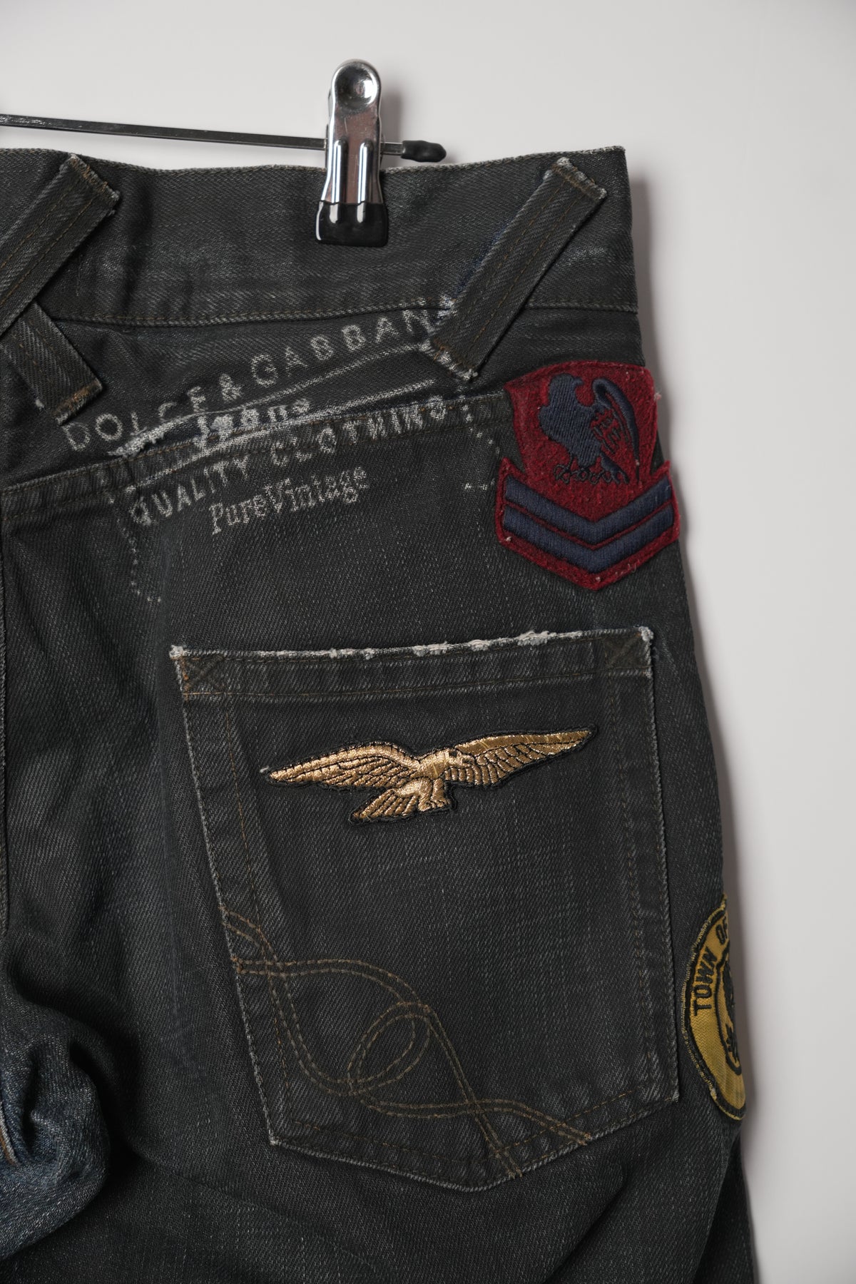 Dolce & Gabbana Logo Side Denim Jeans w Back Patches