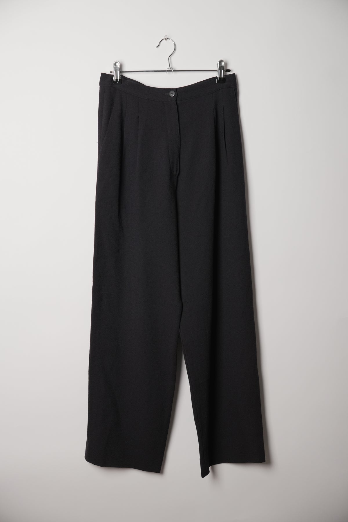Krizia Black Wool High Waisted Pleated Pencil Pant