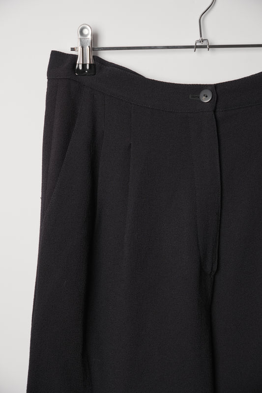 Krizia Black Wool High Waisted Pleated Pencil Pant