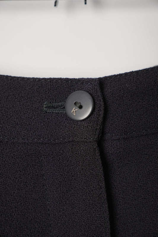 Krizia Black Wool High Waisted Pleated Pencil Pant
