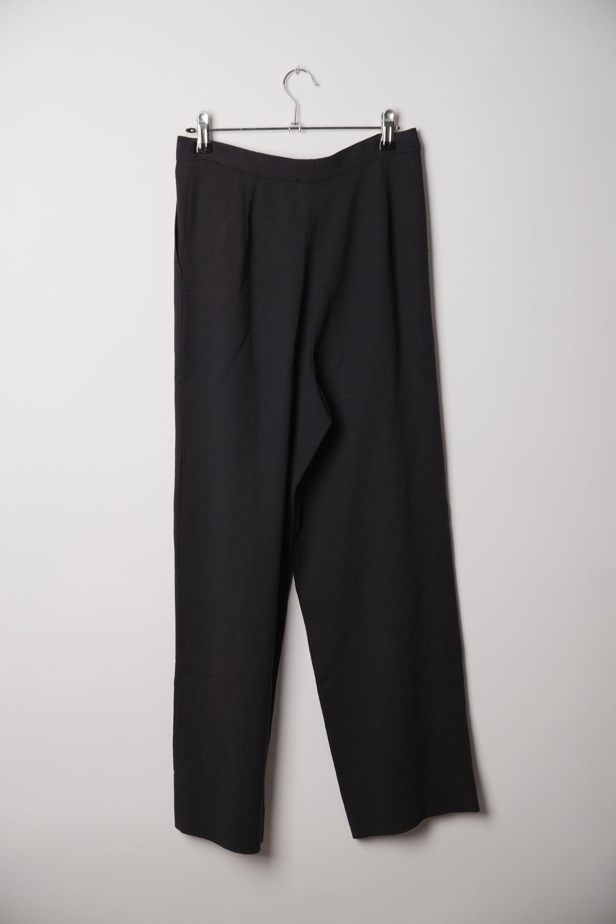 Krizia Black Wool High Waisted Pleated Pencil Pant