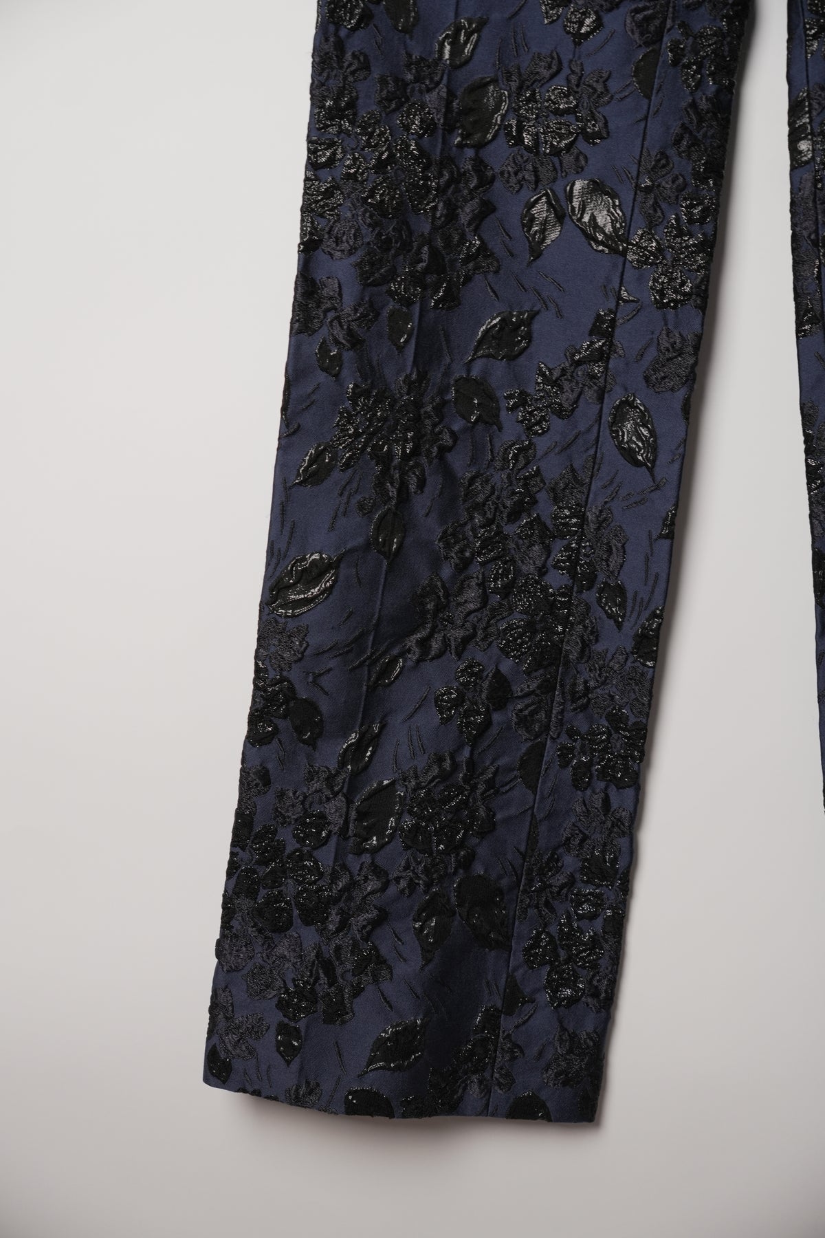 Prada Blue Floral Cloque Wide Leg Pants w Belt FW 2019