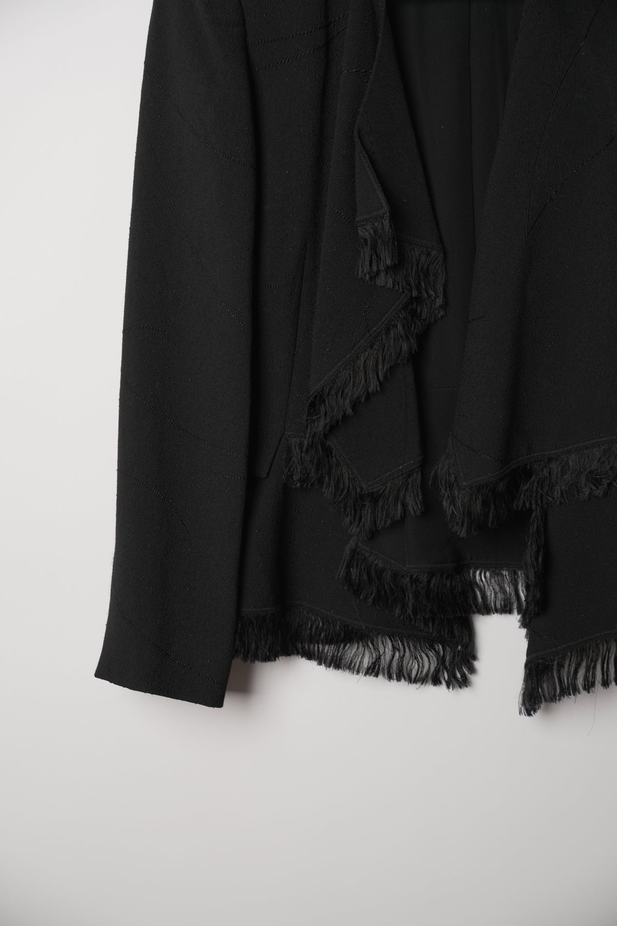 Chloe Black Waterfall Blazer w Fringe Trimming
