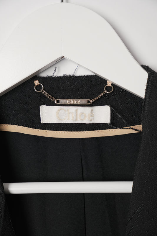 Chloe Black Waterfall Blazer with Fringe Trimming