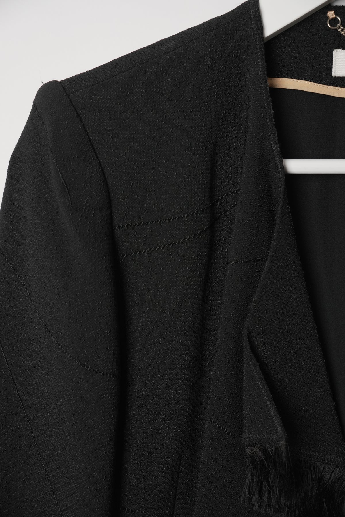 Chloe Black Waterfall Blazer w Fringe Trimming