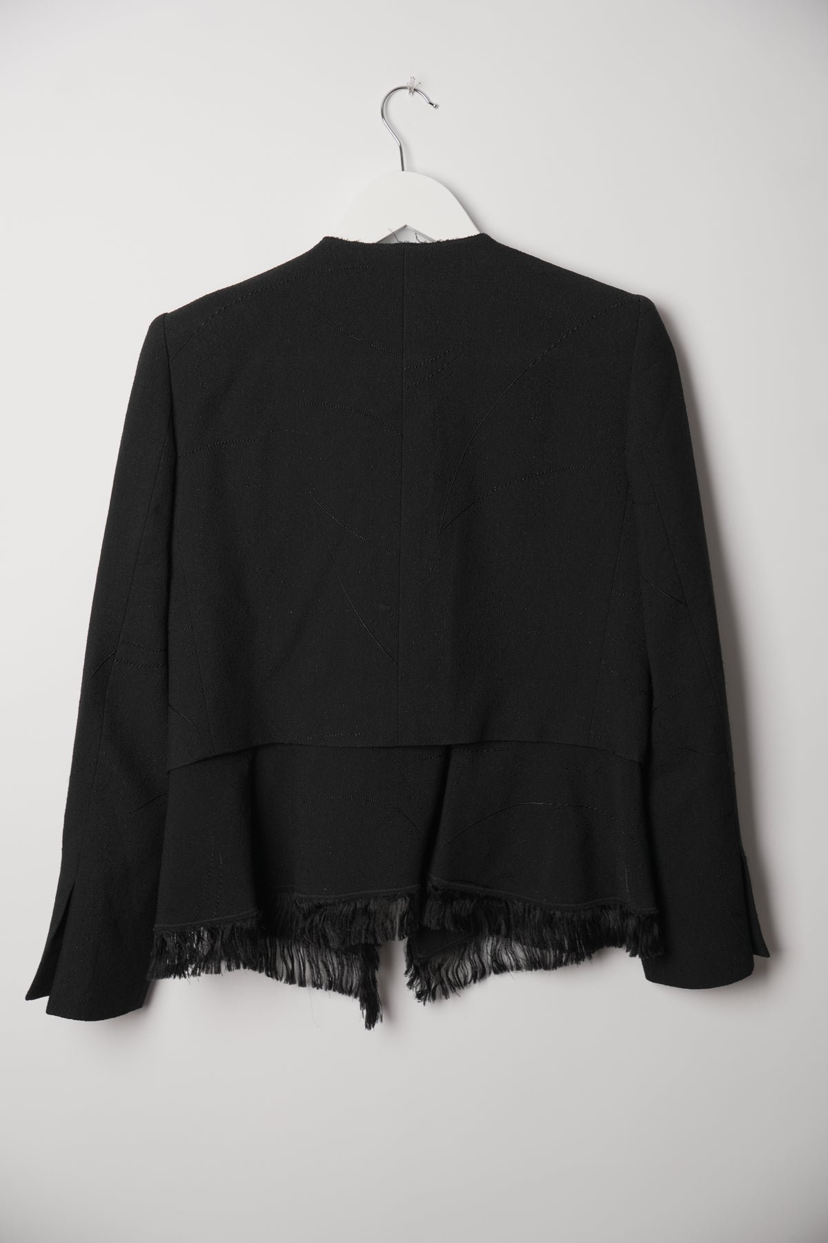 Chloe Black Waterfall Blazer w Fringe Trimming