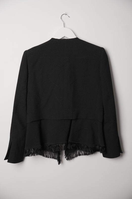 Chloe Black Waterfall Blazer with Fringe Trimming